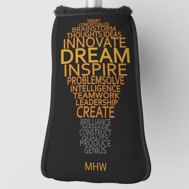 Couvre-club De Golf Inspiration Lampe monogramme personnalisé (Tourné à 90°)