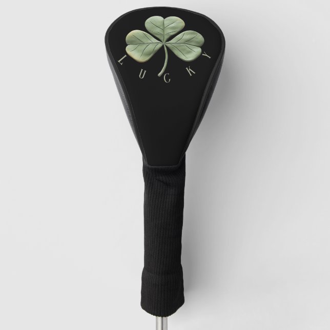 Couvre-club De Golf Irlande Shamrock irlandais Lucky Black (Devant)