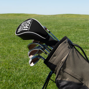 Couvre-club De Golf Iron Sharpens Fer noir et blanc