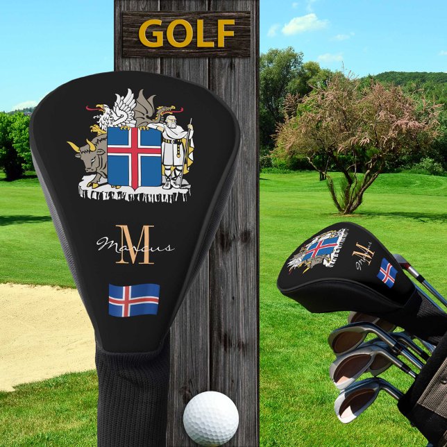 Couvre-club De Golf Islande & Drapeau Clubs de Golf Monogrammes Couver (Créateur téléchargé)