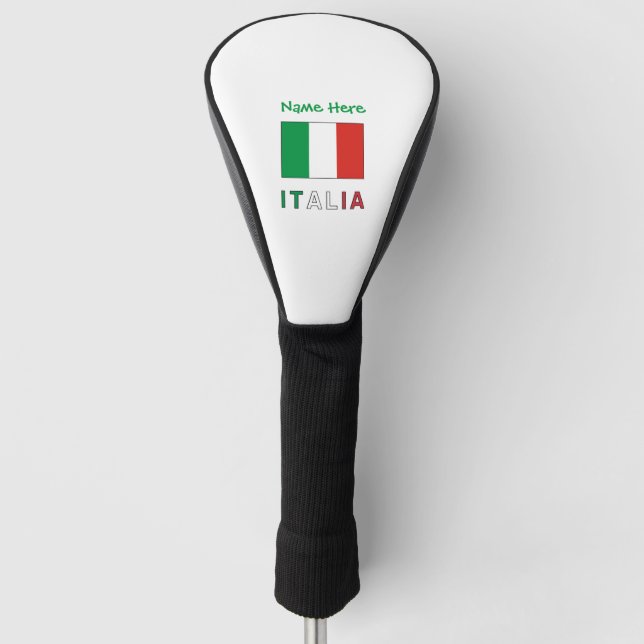 Couvre-club De Golf Italia Bandiera Italiana Personnalisation verte (Devant)