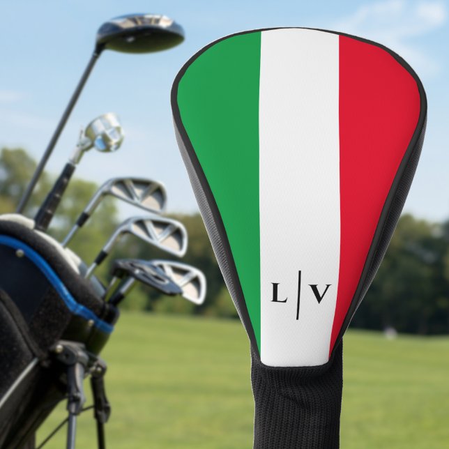 Couvre-club De Golf Italie Drapeau italien Rouge Blanc Vert Nom Initia (italy italian flag monogram initial face golf head cover)