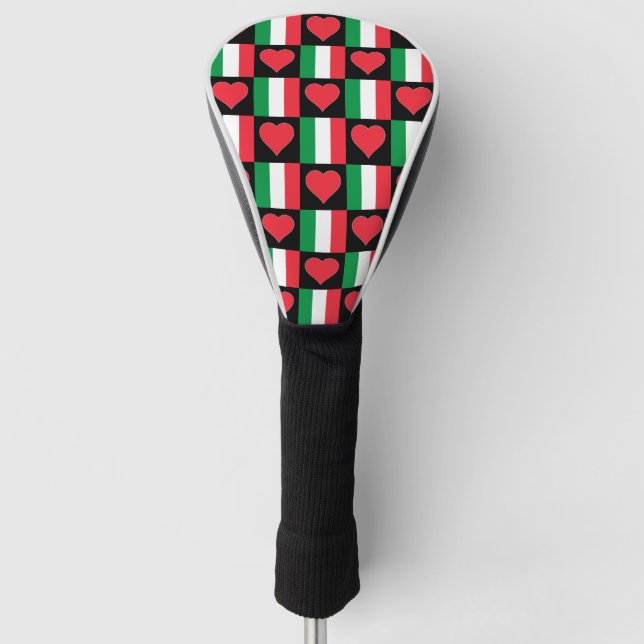 Couvre-club De Golf Italie Golf Lover Heart Motif Drapeau italien (Devant)