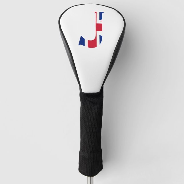 Couvre-club De Golf J Monogramme superposé sur le dccnt Drapeau Union  (Devant)