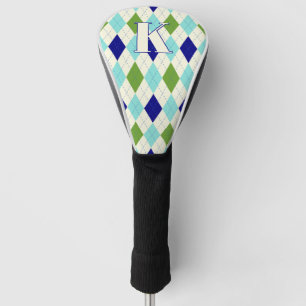 Couvre-club De Golf Jacquard bleu et vert tendance Motif Monogramme mo