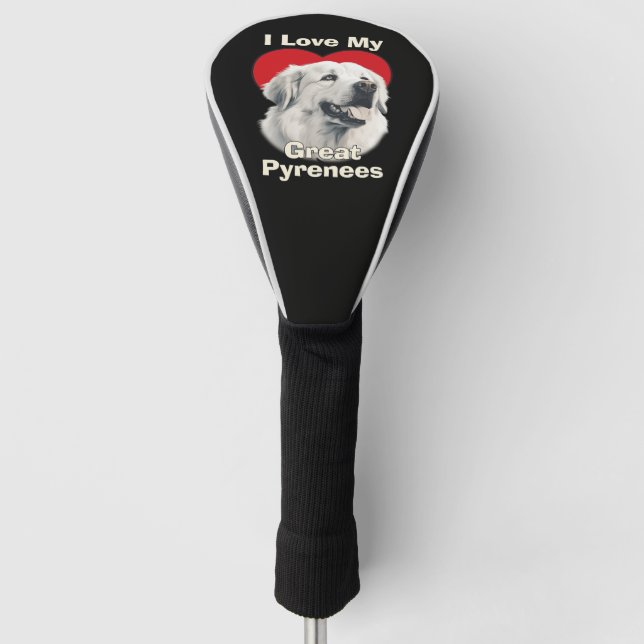 Couvre-club De Golf J'adore mon chien des Pyrénées (Devant)