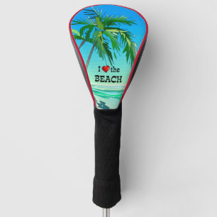Couvre-club De Golf J'aime la plage, bleu tropical