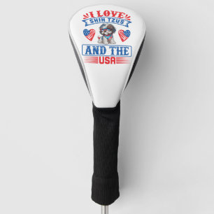 Couvre-club De Golf J'aime Shih Tzus et les USA