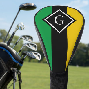 Couvre-club De Golf Jamaïque Green Black & Gold Jamaican Initial
