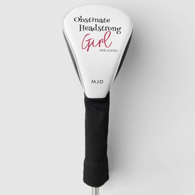 Couvre-club De Golf Jane Austen Cite Obstinate Headstrong Girl (Devant)