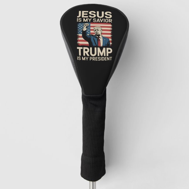 Couvre-club De Golf Jésus est mon sauveur Trump est mon président 47 U (Devant)