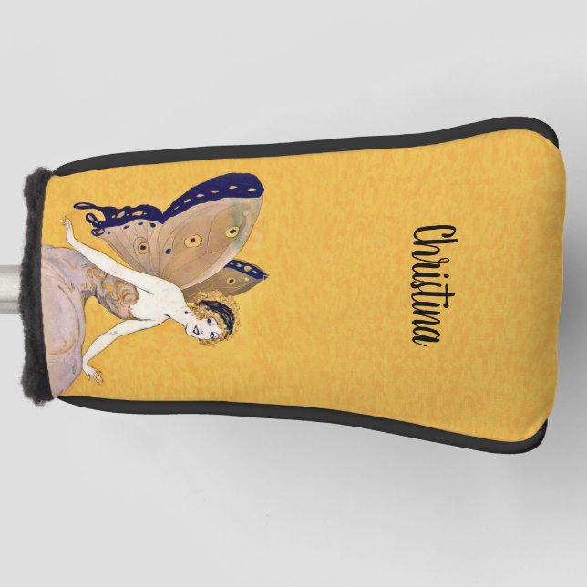 Couvre-club De Golf Joli Blond Fairy Monarque Papillon Ailes Jaune (Devant)