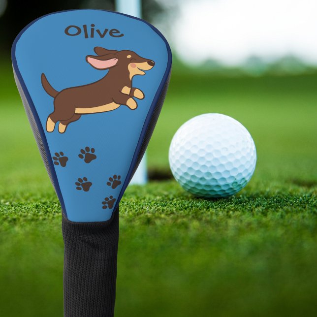 Couvre-club De Golf Joli chien teckel marron bronzé  (Créateur téléchargé)