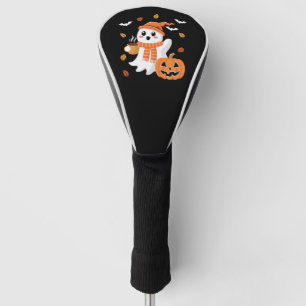 Couvre-club De Golf Joli fantôme buvant un café glacé Halloween