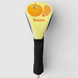 Couvre-club De Golf Joli fruit de citrus orange heureux dessin animé