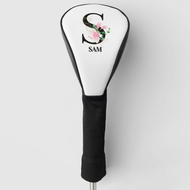 Couvre-club De Golf Joli monogramme initial S floral (Devant)