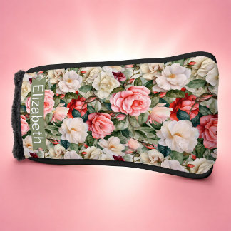 Couvre-club De Golf  Joli motif de jardin de roses personnalisé