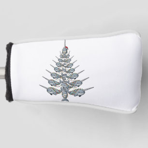 Couvre-club De Golf Joli narval portant un chapeau de Père Noël avec f