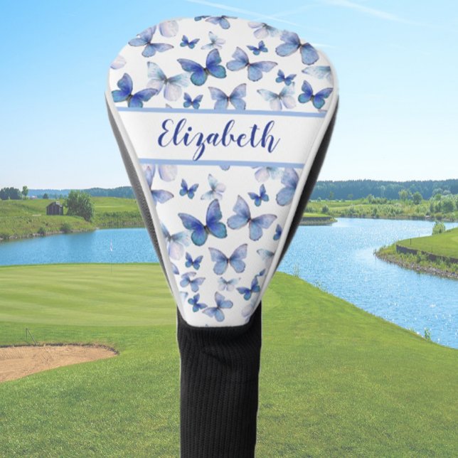 Couvre-club De Golf Joli papillon bleu avec nom personnalisé dames (Créateur téléchargé)
