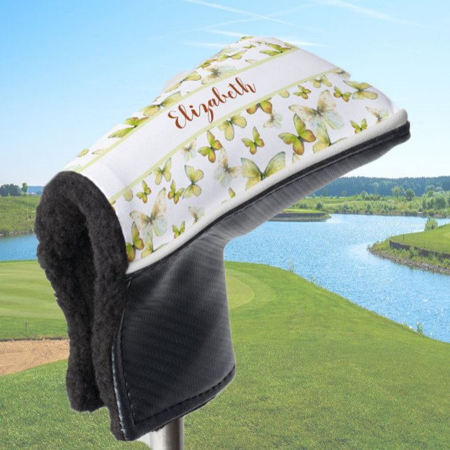 Couvre-club De Golf Joli papillon jaune avec nom personnalisé dames (Créateur téléchargé)