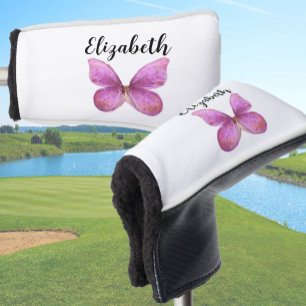Couvre-club De Golf Joli papillon rose avec nom personnalisé dames