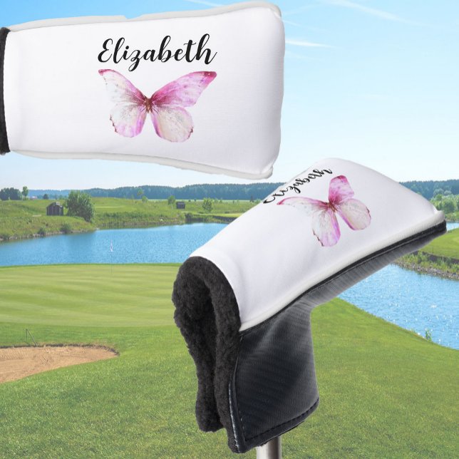 Couvre-club De Golf Joli papillon rose avec nom personnalisé dames (Créateur téléchargé)