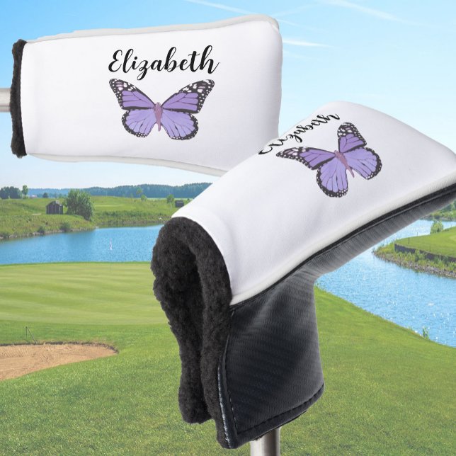 Couvre-club De Golf Joli papillon violet avec nom personnalisé dames (Créateur téléchargé)
