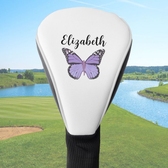 Couvre-club De Golf Joli papillon violet avec nom personnalisé dames (Créateur téléchargé)