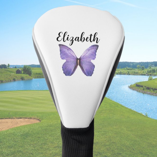 Couvre-club De Golf Joli papillon violet avec nom personnalisé dames (Créateur téléchargé)