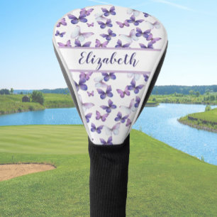 Couvre-club De Golf Joli papillon violet avec nom personnalisé dames