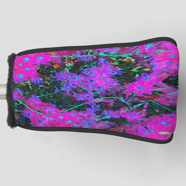 Couvre-club De Golf Joli rose chaud, Magenta et bleu Aqua Flowers (Devant)