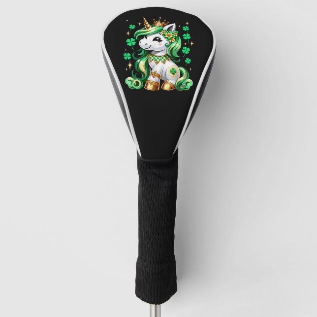Couvre-club De Golf Joli Shamrock Licorne St Patrick  (Devant)