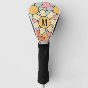 Couvre-club De Golf Joli style rétro coloré fleurs marguerites