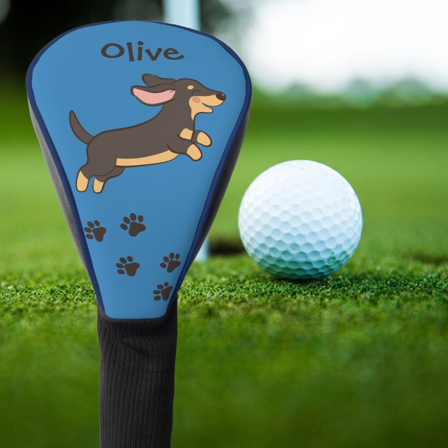 Couvre-club De Golf Joli teckel noir et feu  (Créateur téléchargé)