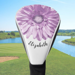 Couvre-club De Golf Jolie fleur marguerite violet nom personnalisé dam