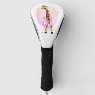 Couvre-club De Golf Jolie Monogramme Girls Nom Rose Cute Giraffe