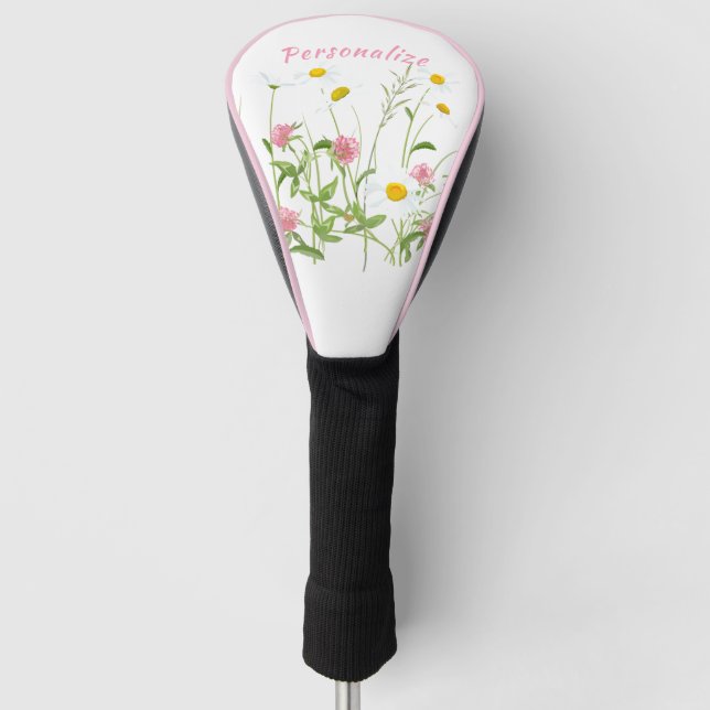 Couvre-club De Golf Jolies fleurs sauvages Daisy Carnation personnalis (Devant)