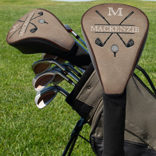 Couvre-club De Golf Joueur de golf classique Monogramme Brown
