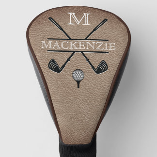 Couvre-club De Golf Joueur de golf classique Monogramme Marron