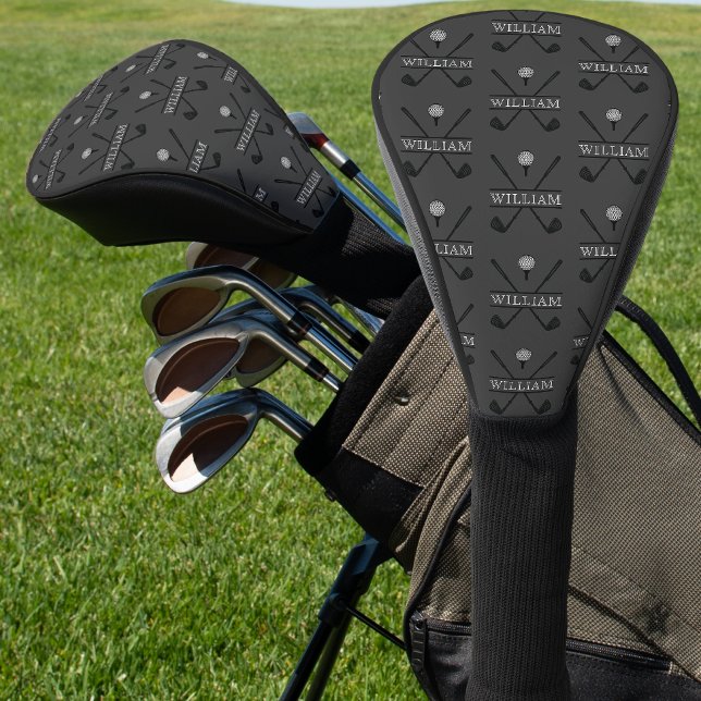 Couvre-club De Golf Joueur de golf classique nom gris (Créateur téléchargé)