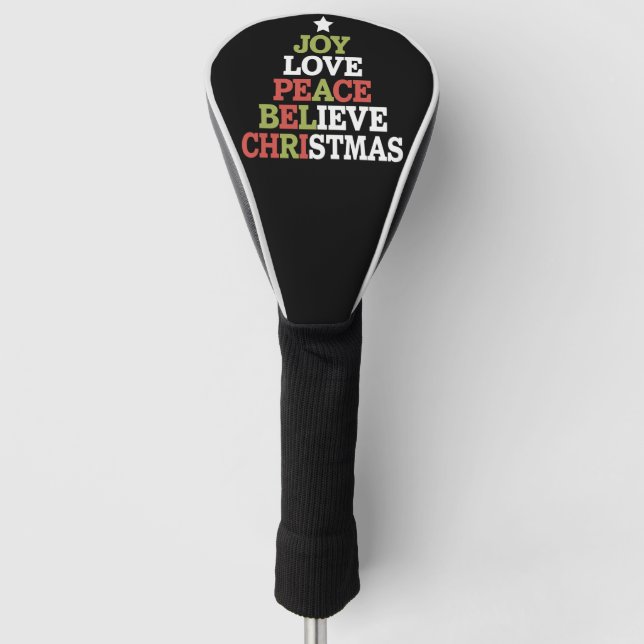 Couvre-club De Golf Joy Love Peace Believe Christmas Tree Family (Devant)