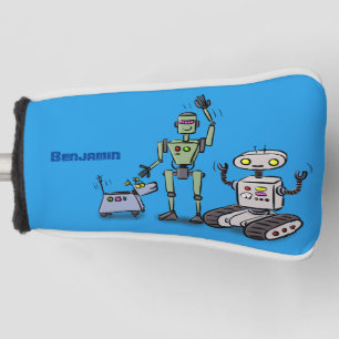 Couvre-club De Golf Joyeux joli dessin de trois robots trio
