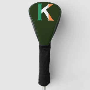 Couvre-club De Golf K Monogramme superposé sur le dccnt du drapeau irl