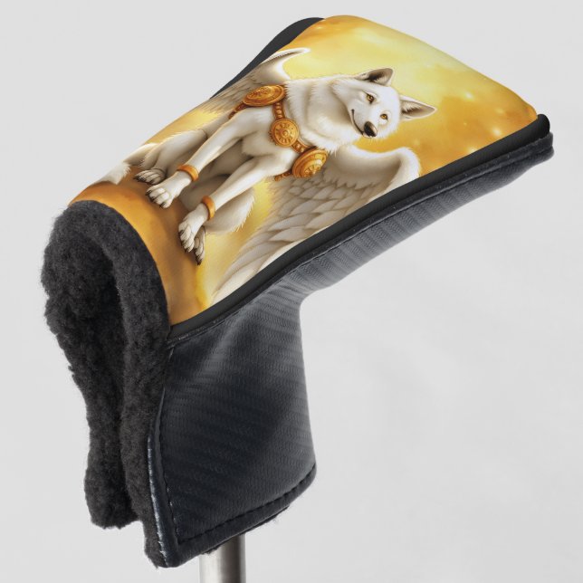 Couvre-club De Golf Keeper of the Dawn – The White Winged Wolf.  (Devant 3/4)