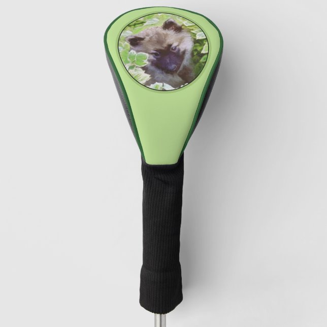 Couvre-club De Golf Keeshond Puppy in the Garden Peinture Art original (Devant)