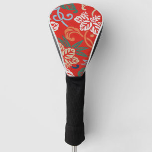 Couvre-club De Golf Kimono japonais hawaïen rouge : Vintage floral