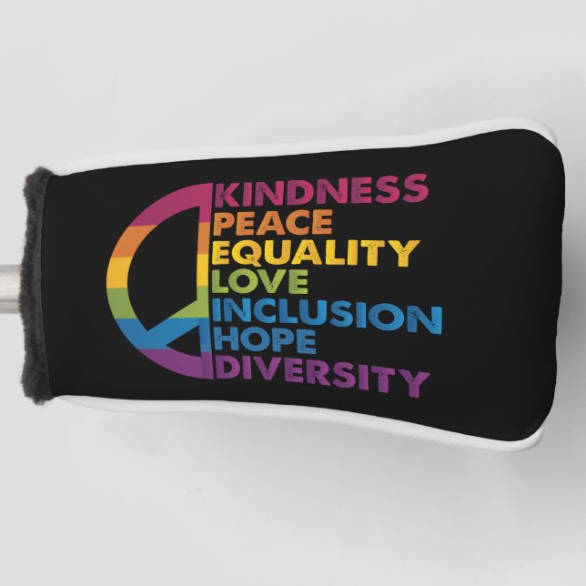 Couvre-club De Golf Kindness Peace Equality Love Inclusion Hope Divers (Devant)