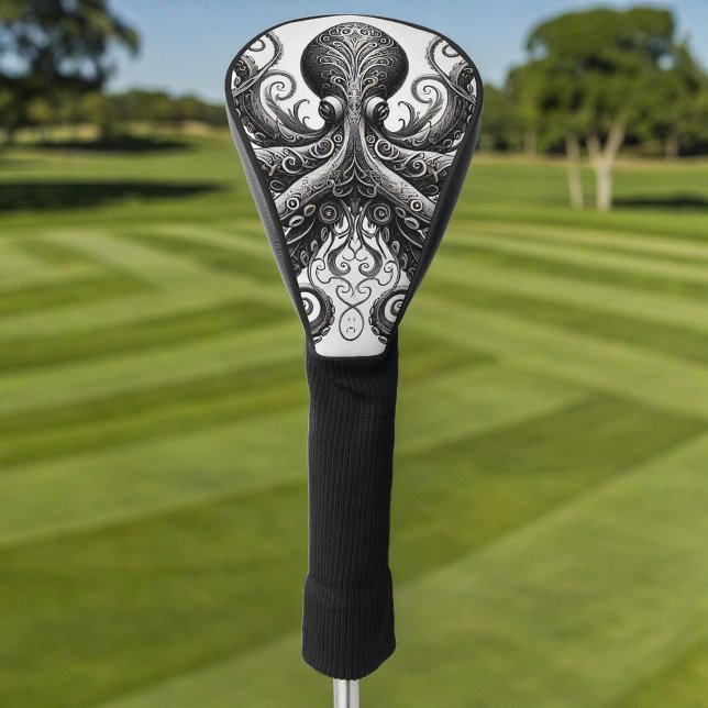 Couvre-club De Golf Kraken Steampunk Octopus gothique Ornate Noir (Créateur téléchargé)