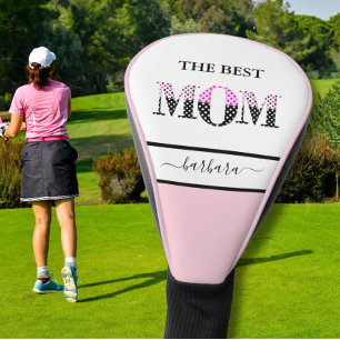Couvre-club De Golf La meilleure maman Stylish Black Rose Lettres