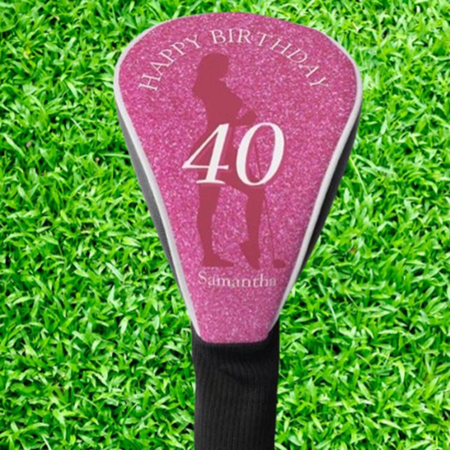 COUVRE-CLUB DE GOLF LADIES PINK GLITTER BIG BIRTHDAY (Surprise the golf-loving ladies in your life with our pink glitter golf gifts! )